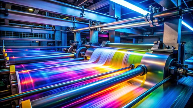 Vibrant and Dynamic Color Printing Machinery in Action
