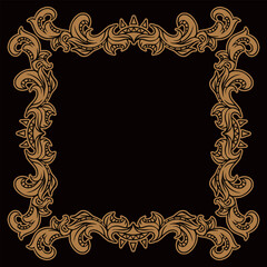 Classic vintage border element with isolate black background