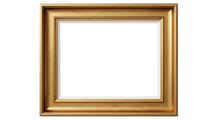 Detailed golden picture frame with ornate molding perfect for digital compositions isolated on transparent background