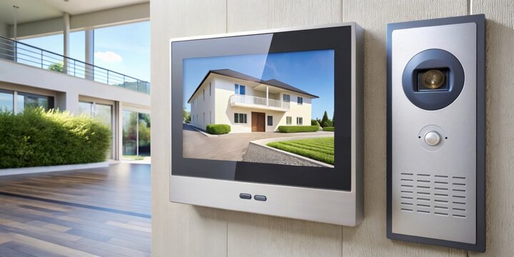 Modern Home Intercom System with Display Screen and Outdoor Camera