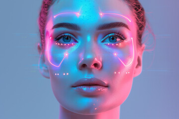 Mujer y marcas luminosas en el rostro