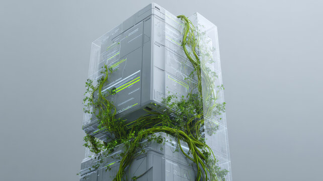 A server room structure with plants and foliage - Powered by Adobe