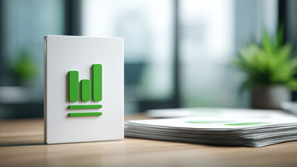A conceptual depiction of business data statistics, charts and graphs on display
