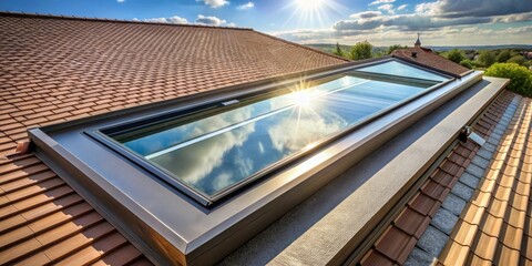 Fototapeta premium Modern Skylight on Rooftop with Reflection and Scenic View