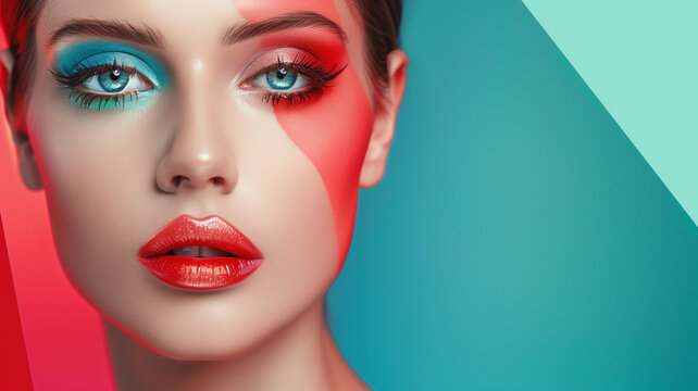 Retrato de mujer con maquillaje vanguardista