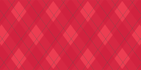 Natal rhombus pola mulus. Tekstur kotak merah Natal dengan garis emas. Argyle geometric berlian pola abstrak. Bungkus desain Natal dalam kotak. Ilustrasi vektor diisolasi pada latar belakang merah. © Arif