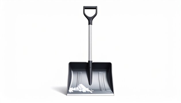 Snow shovel placed on a plain background ready for use during winter snow removal in a residential area