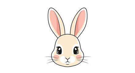 Obraz premium A beautifully detailed illustration of a cute and gentle rabbit's face with long ears and big eyes on a white background.