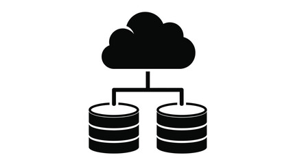 A simple illustration of a cloud connecting to two database cylinders symbolizing data storage