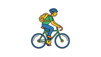 Fototapeta premium Man riding a bicycle with a backpack on his back.