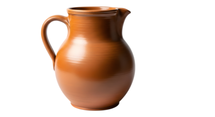 Ancient terracotta pitcher isolated on transparent background a rustic vessel for water or beverages