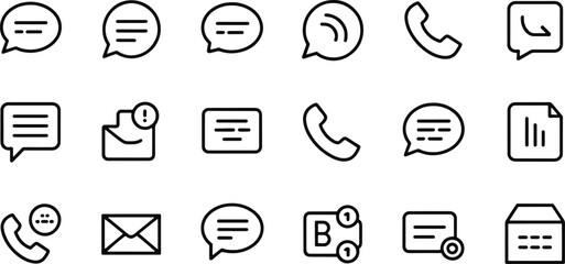 Communication and messaging icons set chat message