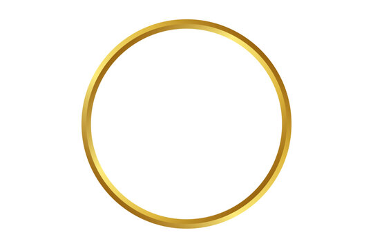 3D circular shiny golden frame Vector art. Golden gradient round metallic border. Premium metal golden frame overlay for luxury design and branding projects. Vector illustration.