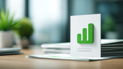 An artistic display of a business report with growth charts on a desk