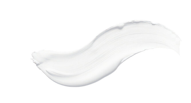 White cosmetic lotion smear texture on transparent background

