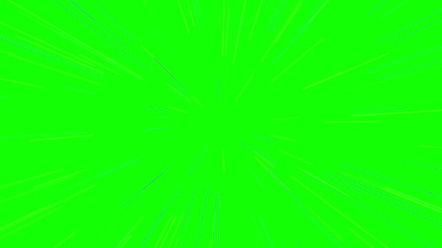 赤と青の集中線　グリーンバック