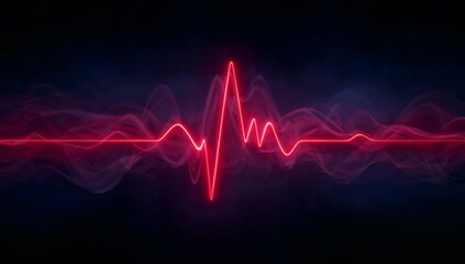 Abstract Red Line with Smoky Waves, Digital Art Pulsating Energy, Dark Background.