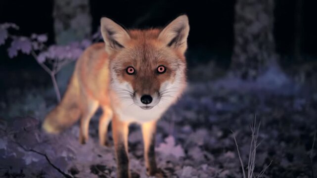 Fox in the Night - A Glimpse into Nocturnal Wildlife.