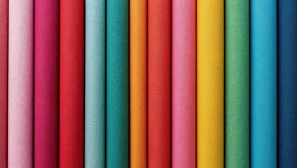 Abstract Textile Spectrum, A Symphony of Colorful Textures and Vertical Cylindrical Forms.