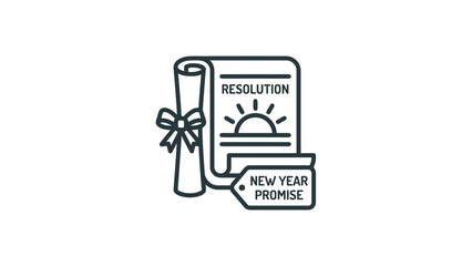 New Year Resolution Promise Document Icon.