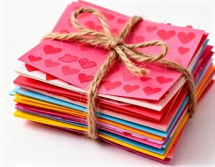 Stacked Valentine's Day Cards with Hearts
