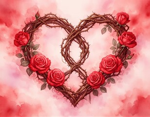 Heart-shaped thorns with roses