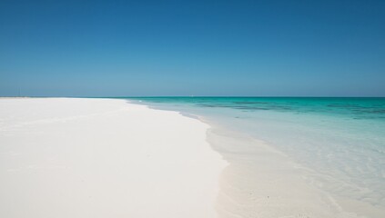 Azure Vista. Serene Shores, White Sands, and the Endless Blue Horizon.