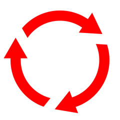 循環・リピート矢印アイコン（赤・シンプル・フラットデザイン）
Repeat Arrow Icon / Circular Loop Symbol