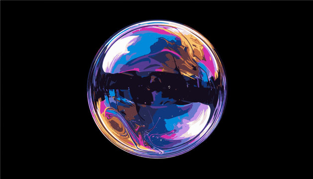 Realistic soap bubble with iridescent rainbow reflections isolated on transparent background, transparent sphere with colorful oil film effect and liquid surface texture SVG PNG cut out trasparent 