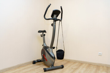 Workout equipment in empty room for fitness activities and training routines