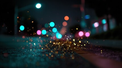 Enchanting night lights bokeh with vivid colors and sparkling abstract patterns