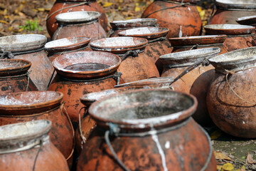 Pot of date juice. The date juice has kept in the clay pot