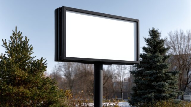 Blank digital signboard in outdoor park setting for custom message display - Powered by Adobe