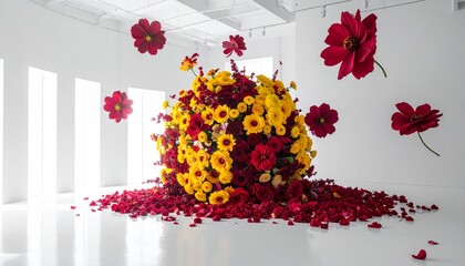 Massive Surreal Floral Installation in a Minimalist Gallery Space