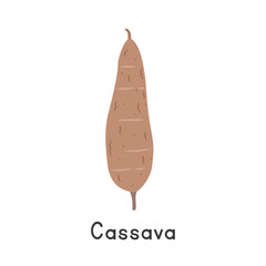 Cassava (Manihot esculenta) Vector Illustration. Cassava or Manihot esculenta Cartoon Clipart, Vegetable in Flat Style. Also called Manioc, Yuca, Mandioca, or Manihot. Tuber, Vegetable Concept