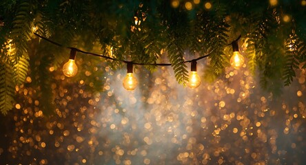 Luminescent Canopy, Glowing Spheres. An Evening Abstract, A Gentle Sparkle Of Light.