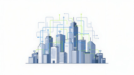 Obraz premium Modern City Skyline Digital Illustration.