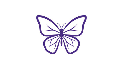 Simple Hand Drawn Purple Butterfly Illustration Isolated on White.