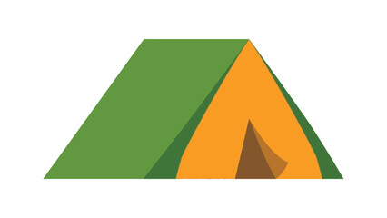 Simple Green and Orange Camping Tent Illustration.