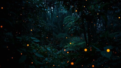 Midnight Canopy, Whispers of Emerald. An Exploration of Light and Shadow in the Abstract.