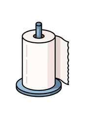 Fototapeta premium Simple Illustration of a Paper Towel Roll on a Holder.