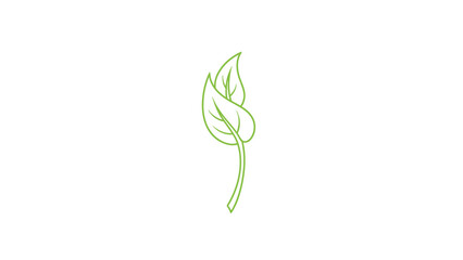 Simple line drawing of two green leaves on a stem.