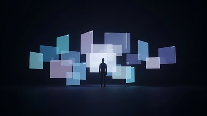 Abstract Digital World Map Technology Concept. Abstract digital world map composed of glowing elements, representing global connectivity and technology