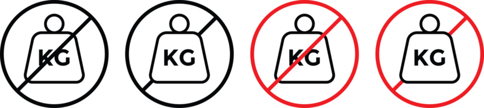 no Weight heavy kg icon. Maximum load limit symbols. No heavy lifting graphic design. Heavy Load Prohibition Symbols. No kilogram (KG) icons
