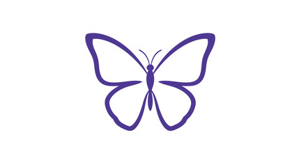 Fototapeta premium Simple outline drawing of a purple butterfly.