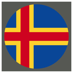 Circular representation of the &aring;land islands flag, showcasing its unique nordic cross design isolated on white background, Vector