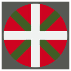 Vibrant circular emblem of the basque country's ikurri&ntilde;a flag, showcasing its unique cultural heritage isolated on white background, Vector