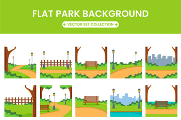 Set of flat park collection