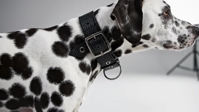 close up of a dalmatian dog