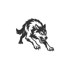 Fototapeta premium Intense wolf snarling powerfully in striking black and white, perfect for bold designs and strong branding